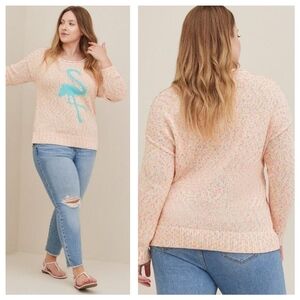 Torrid Multicolor Sweater with Flamingo Design